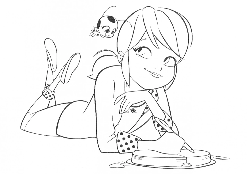 Marinette pensive coloring book